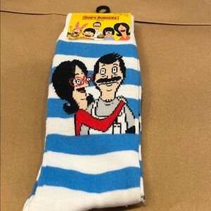 Blue and White Striped Socks